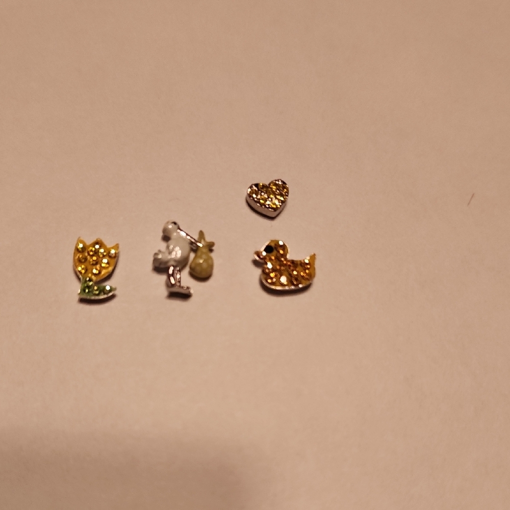 Origami Owl Yellow and Silver Charms Set